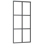 Vidaxl porte coulissante verre esg et aluminium 90x205 cm noir