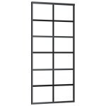 Vidaxl porte coulissante verre esg et aluminium 90x205 cm noir