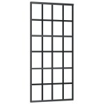 Vidaxl porte coulissante verre esg et aluminium 90x205 cm noir