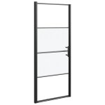Vidaxl porte de douche 91x195 cm verre tremp demi - dpoli noir