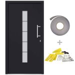 Vidaxl porte d'entr�e aluminium et pvc anthracite 100x200 cm