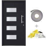 Vidaxl porte d'entr�e aluminium et pvc anthracite 100x200 cm