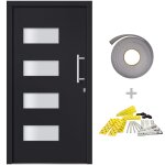 Vidaxl porte d'entr�e aluminium et pvc anthracite 100x200 cm