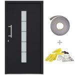 Vidaxl porte d'entr�e aluminium et pvc anthracite 100x210 cm