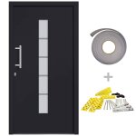 Vidaxl porte d'entr�e aluminium et pvc anthracite 110x210 cm