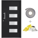 Vidaxl porte d'entr�e aluminium et pvc anthracite 110x210 cm