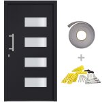 Vidaxl porte d'entr�e aluminium et pvc anthracite 110x210 cm