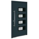 Vidaxl porte d'entr�e anthracite 100x200 cm aluminium et pvc