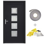 Vidaxl porte d'entr�e anthracite 98x208 cm pvc