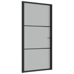 Vidaxl porte intrieure 102, 5x201, 5 cm noir verre mat et aluminium