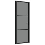 Vidaxl porte intrieure 76x201, 5 cm noir verre esg et aluminium