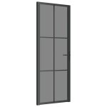 Vidaxl porte int�rieure 76x201, 5 cm noir verre esg et aluminium