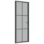 Vidaxl porte int�rieure 76x201, 5 cm noir verre mat et aluminium
