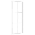 Vidaxl porte intrieure 83x201, 5 cm blanc verre esg et aluminium