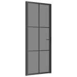 Vidaxl porte intrieure 83x201, 5 cm noir verre esg et aluminium
