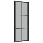 Vidaxl porte intrieure 83x201, 5 cm noir verre mat et aluminium