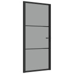 Vidaxl porte intrieure 93x201, 5 cm noir verre esg et aluminium