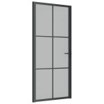 Vidaxl porte int�rieure 93x201, 5 cm noir verre mat et aluminium