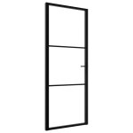 Vidaxl porte intrieure verre esg et aluminium 76x201, 5 cm noir