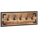 Vidaxl porte - manteaux 2 pcs 80x8x25 cm bois de manguier massif brut