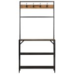 Vidaxl porte - manteau 90x35x180 cm bois de manguier et fer