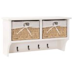 Vidaxl porte - manteau blanc 60x23, 5x33 cm bois de paulownia