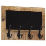 Vidaxl porte - manteaux muraux et 4 crochets 2 pcs bois manguier massif