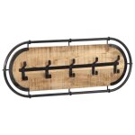 Vidaxl porte - manteau mural avec 5 crochets bois manguier massif brut