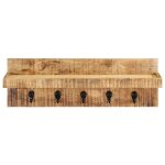 Vidaxl porte - manteau mural 60x15x20 cm bois de manguier brut solide