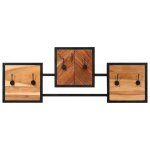 Vidaxl porte - manteau mural 90x1x35 cm bois massif d'acacia et fer