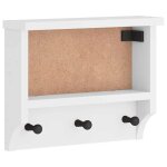 Vidaxl porte - manteau mural sandnes blanc 45x12x35 cm bois massif pin