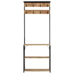 Vidaxl porte - manteau et rangement des chaussures bois de manguier fer Vidaxl porte - manteau et rangement des chaussures bois de manguier fer
