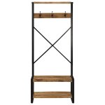 Vidaxl porte - vtements 80x40x190 cm bois de manguier massif brut