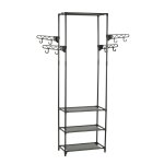 Vidaxl porte - vtements acier et tissu non - tiss 55x28, 5x175 cm noir
