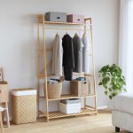 Vidaxl porte - vtement avec tagres 110x40x180 cm bambou