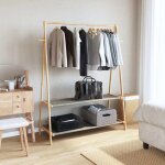 Vidaxl porte - vtement avec tagres 132x45, 5x150, 5 cm bambou