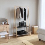 Vidaxl porte - vtement avec tagres 96x45, 5x150, 5 cm bambou