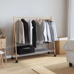 Vidaxl porte - vtements et tagres et roulettes 106x34x106, 5cm bambou