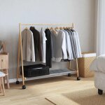 Vidaxl porte - v�tements et �tag�res et roulettes 106x34x106, 5cm bambou