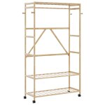 Vidaxl porte - v�tements et �tag�res et roulettes 110x40x180 cm bambou