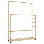 Vidaxl porte - v�tements et �tag�res et roulettes 90x35x155 cm bambou