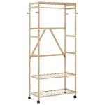 Vidaxl porte - v�tements et �tag�res et roulettes 90x40x179, 5 cm bambou