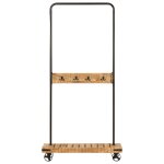 Vidaxl porte - vtements et roues 90x35x190 cm bois de manguier et fer