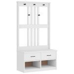 Vidaxl portemanteau sandnes blanc 87x40x159, 5 cm bois massif pin