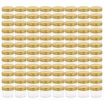 Vidaxl pots � confiture avec couvercle dor� 96 pcs verre 110 ml