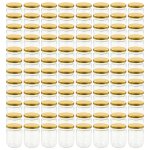Vidaxl pots � confiture avec couvercle dor� 96 pcs verre 230 ml