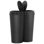 Vidaxl poubelle double  ordures noir 50 l