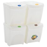 Vidaxl poubelles � ordures empilables 4 pcs blanc 100 l polypropyl�ne