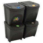 Vidaxl poubelles � ordures empilables 4 pcs gris 100 l polypropyl�ne