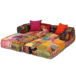 Vidaxl pouf modulaire à 2 places patchwork tissu Vidaxl pouf modulaire à 2 places patchwork tissu
